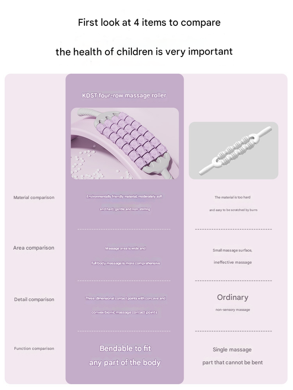 Pink Massage Roller with four-row bendable design on white background